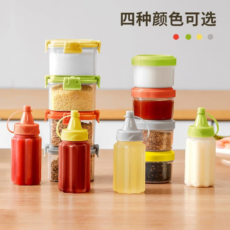 Seasoning box with four jam extrusion bottles